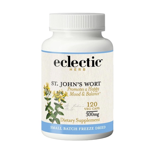 [BRSWIY33PMPBEDQ5] Eclectic Herb - St. John's Wort Capsules | Nervous System & Immune Support | Promotes a Positive Mood | Wildcrafted, US-Grown, Vegan, Non-GMO, Gluten Free, Freeze-Dried (120 CT | 300 mg)