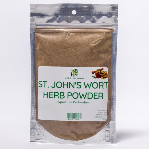 [BRSRAYLROQBGY2AU] Herb To Body St. John’s Wort Herb Powder - 4oz, Wildcrafted Hypericum Perforatum, 100% Pure Dried Saint John’s Wort, Herbal Tea & Tincture Ingredient