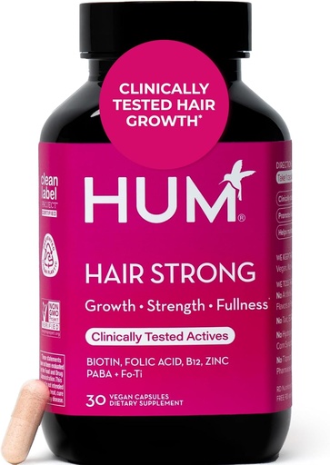 [BRSRAED3CIHAYEI7] Phụ giúp cho việc phát triển tóc dài của nhật báo HUM Strong cùng với Biotin, Zicc, vitamin B12 để hỗ trợ sự tăng trưởng, thuốc kháng sinh và vitamin B12 cho sức khỏe phụ nữ và đàn ông, 30 capsulen Vegan