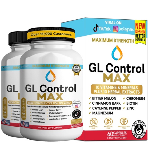 [BRSRYYALCQNBQYDV] GL Control MAX Dietary Supplement, 60 Capsules, with Cinnamon Bark, Banaba Leaf, Gymnema Sylvestre, Cayenne Pepper (2)
