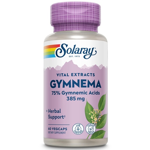 [BRSWIYTYO4GQ2AI5] SOLARAY Gymnema Leaf Extract 385 mg Capsules for Men & Women - Gymnema Sylvestre Supplement for Nature-Based Herbal Support, 385mg Per Serving, 75% Gymnemic Acids, Vegan - 60 Ct Veg Caps