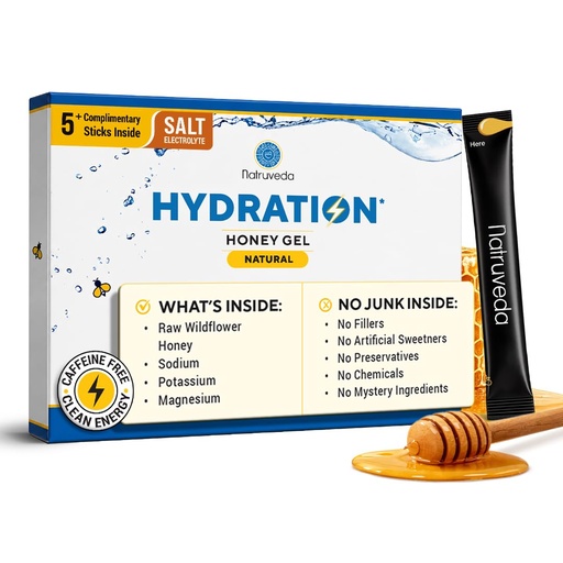 [BRSRGCANOYHQEDTP] Energy Gel Sticks with Salt Electrolytes Clean Hydration with Sodium Potassium Magnesium Sustained Energy No Crash Natural Honey Energy Gel for Running – 15 Sticks (8g Each) (15 Sticks, Natural)