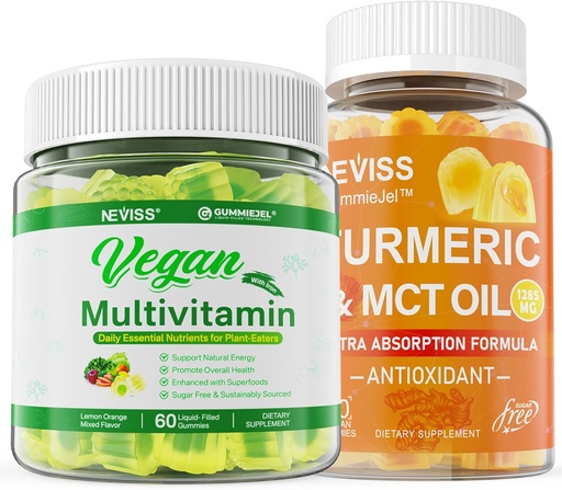 [BRSRAHADDEFBQH3A] Organic Turmeric Gummies 1000mg with Vegan Multivitamin for Women Men