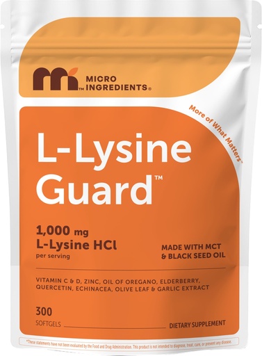 [BRSRGFAOCJ7A2DIY] Micro Ingredients L-Lysine Guard 1,000mg Per Serving, 300 Softgels | with Vitamin C, D3, Zinc, Oil of Oregano, Quercetin & Garlic | Immune Support* | Made with MCT & Black Seed Oil | Non-GMO