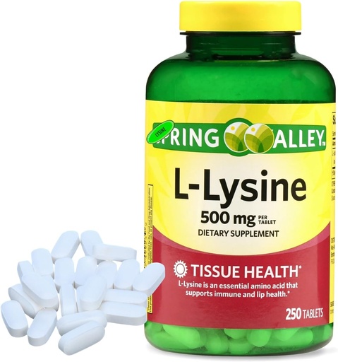 [BRSREBILOJ5WCGTF] L Lysine 500mg Tablets, Super Lysine Immune Support & Healthy Skin, 250 Count (Pack of 1) Plus Sticker vsl