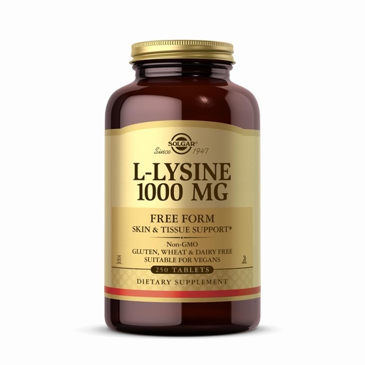 [BRSWGZQEBN6GOFIZ] Solgar L-Lysine 1000 mg - 250 Tablets - Skin & Tissue Support - Non-GMO, Vegan, Kosher, Gluten Free - 250 Servings