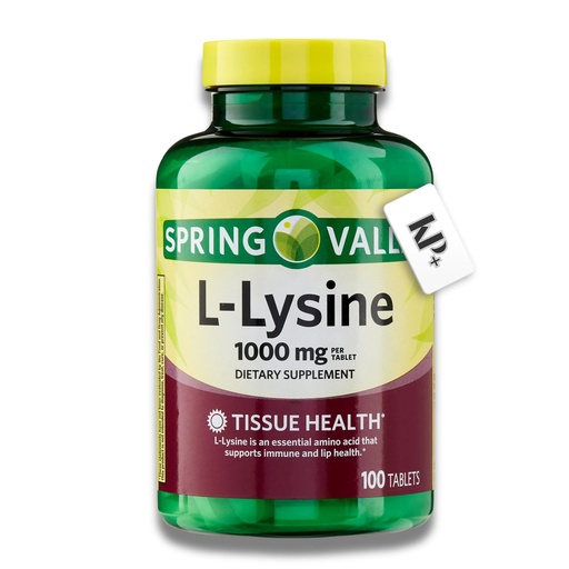 [BRSRECQBBABBGALG] L-Lysine 1000mg Tablets, Lysine, Essential Amino Acid for Immune Support, Collagen Formation, and Skin Health, High Potency Lysine Supplement, 100 Count, Gluten-Free, Pack of 1