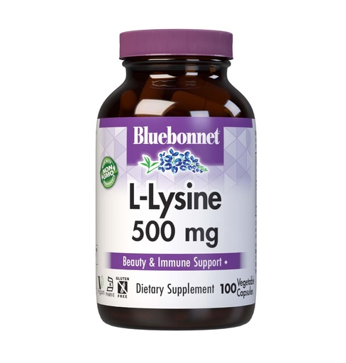 [BRSWIYT3PMDBOFTG] Bluebonnet Nutrition L-Lysine 500mg, for Healthy Immune Function, Supports Collagen Synthesis, Soy-Free, Gluten-Free, Non-GMO, Kosher Certified, Vegan, 100 Capsules