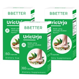 BBETTER UricUrja – Uric Acid & Gout Support Supplement - Supports Healthy Uric Acid Levels & Joint Comfort - with Clinically Studied Ayuric® Herbal Formula - Lab Tested - 180 Capsules