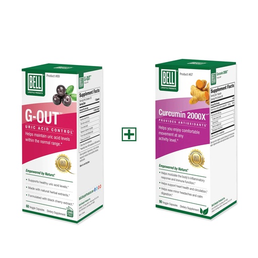 [BRSRMAQYDJ6QIGYV] Bell Bundle – Turmeric Curcumin & G-Out Uric Acid Cleanse – 25 Years Around The World, Sold Directly by The Manufacturer