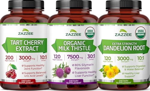 [BRSREEA3DFYQGCTO] Liver and Kidney Cleanse Detox & Repair Support Bundle | Organic Dandelion Root Extract plus Organic Milk Thistle Extract and Super Concentrated Tart Cherry Capsules | Non-GMO Vegan & ISO Lab Tested