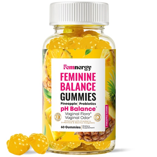 [BRSREFQFOECW2ETJ] Feminine Balance Probiotic Gummies for Women - Vaginal Health & pH Balance Natural Gummy Supplement with Probiotics Pineapple Cranberry Vitamin C - Women's Healthy Odor & Flora Support - Gluten-Free