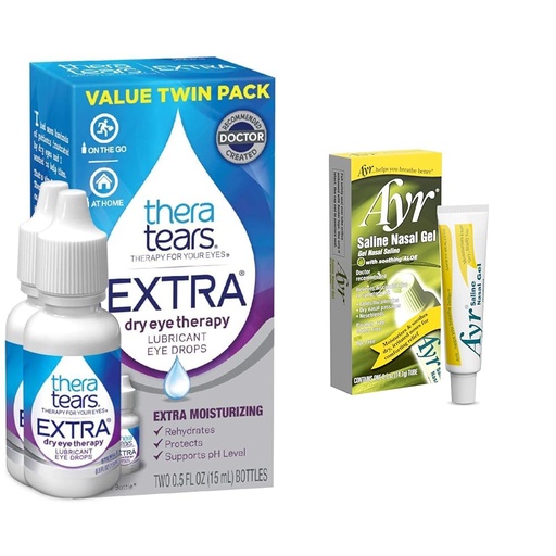 [BRSRAYYYAF5B423B] TheraTears Extra Dry Eye Drops for Dry Eyes, 0.5 fl oz Bottle, 2 Count and Ayr Saline Nasal Gel, 0.5 Ounce Tube for Dry Nasal Passages