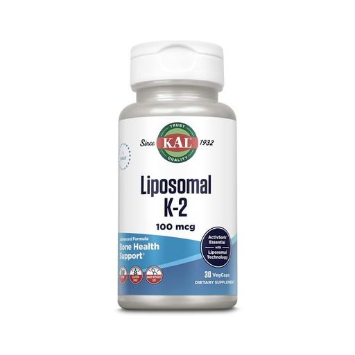 [BRSROAQ3BV5QIYDB] KAL Liposomal Vitamin K2 Supplement with MK7 100 mcg - High Absorption, Liposomal Technology - Advanced Bone Support - Vegan, Gluten Free, Made Without Soy, 30 Servings, 30 VegCaps