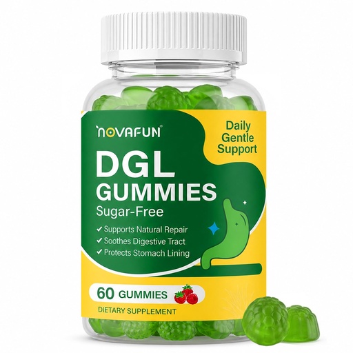 [BRSRGAI7CR4BMALO] DGL Gummies - Deglycyrrhizinated Licorice Supplement for Stomach Relief & Digestive Comfort - with Aloe Vera & Marshmallow Root - Sugar Free, 60 Chewable Gummies