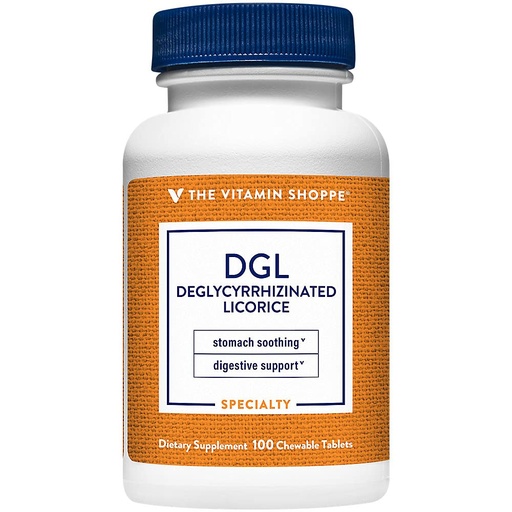 [BRSRMCTYBUGWYCQ3] The Vitamin Shoppe DGL (Deglycyrrhizinated Licorice) 760MG, Stomach Soothing Herbal Supplement (100 Chewable Tablets)