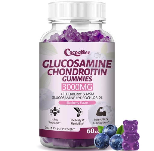 [BRSREEIECAGQ4HI7] 3000MG 1 Pack Glucosamine Chondroitin Gummies, Extra Strength Joint Support Supplement with MSM & Elderberry, Flexibility, Antioxidant Immune Support Gummy for Adults, Men & Women 60Cts