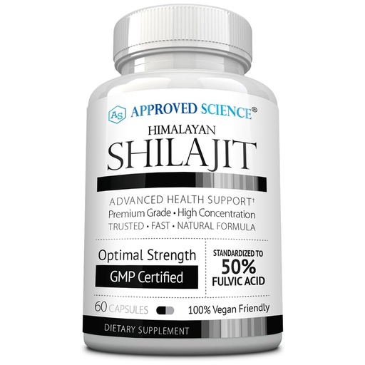 [BRSRACT5OEFA42Q3] Approved Science Himalayan Shilajit - 1000mg Serving, 50% Fulvic Acid - 30:1 Extract - High-Potency Shilajit Supplement - Third-Party Tested - 60 Vegan Capsules