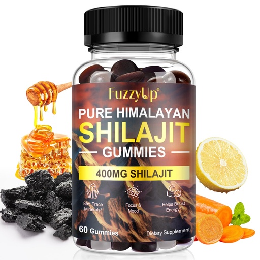 [BRSRABTQCUCGED3P] Shilajit Gummies, 60 Count, Himalayan Shilajit for Men and Women, Contain 85+ Trace Minerals, Non-GMO, Natural & Organic, Helps Boost Energy, Focus & Mood, Immune Support