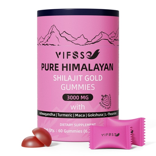 [BRSRAHY5BMBA43YY] VIFSSG Shilajit Gummies, 3000 Mg Shilajit Pure Himalayan Organic with Ashwagandha, Turmeric Sugar-Free Gummies for Men and Women, Shilajit Supplement, Non-GMO Nature Shilajit for Energy, 60 Gummies