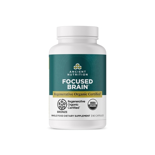 [BRSROZIBBEFBG3DO] Ancient Nutrition Regenerative Organic Certified Focused Brain Capsules, Made with Ginkgo Leaf, Lion's Mane to Help Reduce Stress, Gluten Free, Paleo and Keto Friendly, 90 Count