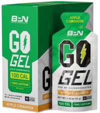 [BRSREGA2CMFRUYIV] BARE PERFORMANCE NUTRITION, BPN Go Gel Endurance, 24g of Carbohydrates & 100 Calories per Pack, Vegan + Gluten Free Running Gel, 10 Single-Serving Packs, Caffeinated Apple Cinnamon