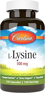 [BRSWIYILCUAACD34] Carlson Labs L-Lysine, 500mg, 100 Capsules