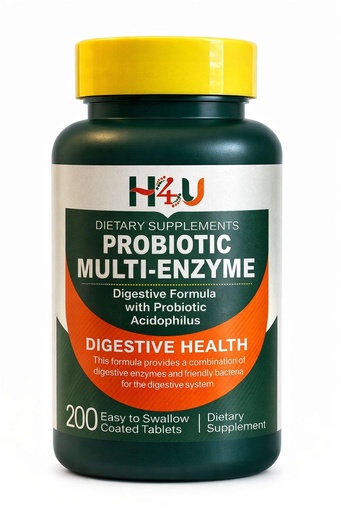 [BRSRGEI7C4CAE3A4] H4U Probiotic Multi-Enzyme Digestive Enzymes Formula with Acidophilus Tablets for Digestive Health & Gut Support, Dietary Supplement, 200 Count
