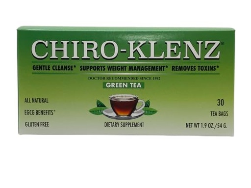 [BRSRAAQRCAMBECLH] CHIRO-KLENZ® with Green Tea – Gentle Herbal Cleanse and Natural Antioxidant Blend for Daily Wellness, 30 Tea Bags