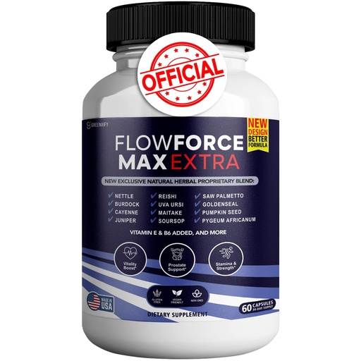 [BRSRAAQLAQCBQ3LL] Flow Force Max Extra Men's Urinary Support Capsules, Premium Saw Palmetto Blend, 60 Capsules