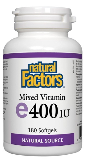 [BRSWIY33OQOW2GD2] Natural Factors, Mixed Vitamin E 400 IU, Antioxidant Support for Cardiovascular and General Health, 180 softgels (180 servings)