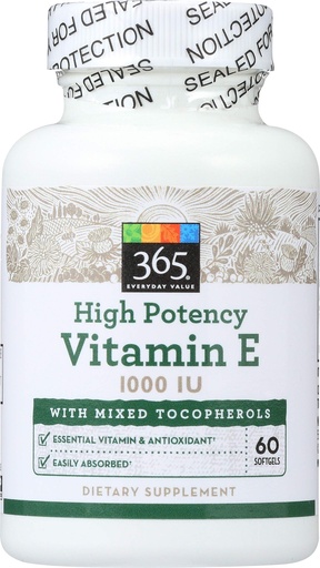[BRSWGZQEBN5WMFD2] 365 by Whole Foods Market, High Potency Vitamin E 1000 IU, 60 Count