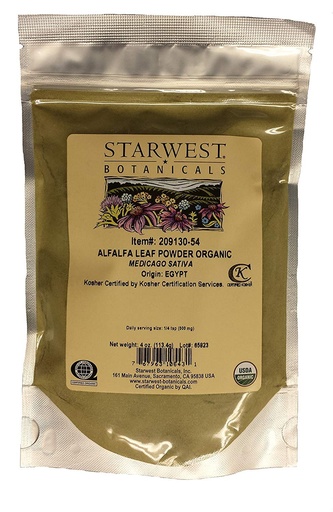 [BRSWIZQNBMCREETM] Alfalfa Leaf Powder Organic - 4 Oz,(Starwest Botanicals)