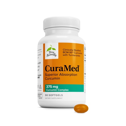[BRSROZY2OAPG2DLG] Terry Naturally CuraMed 375mg - Antioxidant Supplement for Brain & Immune Health Support - Dietary Supplement with Curcumin & Turmeric Essential Oil - Herbal Liver Support - 90 Softgels