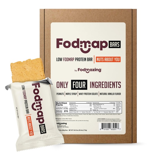 [BRSWYFA5AR5RMELX] Fodmazing Fodmap Bars, Low Fodmap Protein Bar, Made with Four Simple Ingredients, Gut Friendly IBS Friendly Snacks, Amazing Taste, Fodmap Approved (12 Bars, Nuts About You)