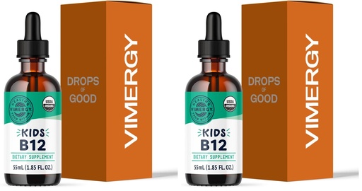 [BRSRYYAKPIPQ4FDP] Vimergy Kids USDA Organic Liquid B12 – Promotes Physical Development & Cognitive Function* – Fast-Absorbing Immune Support* – Vegan, Non-GMO – 55 mL (Pack of 2)