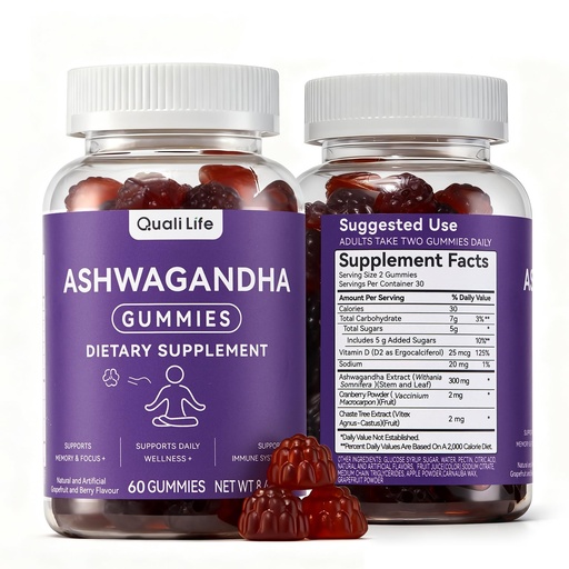 [BRSREAYZOJYQO3L5] Ashwagandha Gummies for Relax & Cortisol Support – High Strength Root Extract with Cranberry & Chaste Tree, Grapefruit & Berry Flavour – Vegan, Non-GMO, Gluten-Free – 120 Gummies (60 Days)