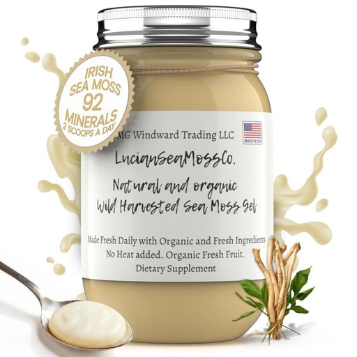 [BRSRAAYFBYDQI3DL] Ashwagandha Organic Certified Wild Harvested Irish Sea Moss Gel | Immune and Digestive Support | Vitamin Mineral Antioxidant Supplements | Made Fresh Daily (16 oz. Ashwagandha)