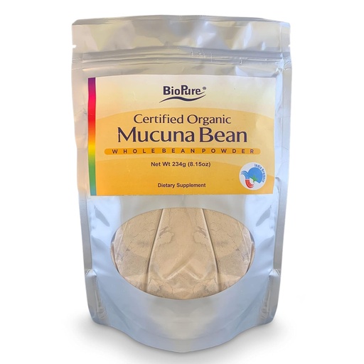 [BRSWKYQ5C4MQYCDA] BioPure Certified Organic Mucuna Bean Powder – Natural Nootropic & Adaptogen Supplement with Dopamine & Serotonin to Support Brain Health, Body’s Stress Response, and Overall Wellness – 8.15 oz