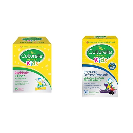 [BRSROAIQBV4GCEQ7] Culturelle Kids Probiotic + Fiber Packets (Ages 3+) - 60 Count - Digestive Health & Immune Support - Helps Restore Regularity & Immune Defense Probiotic with Vitamin C