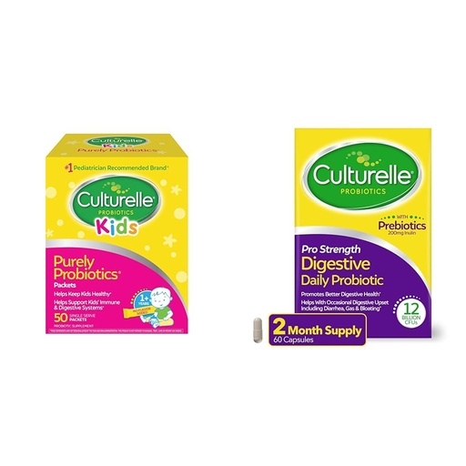 [BRSROBL3DMMWG2TP] Culturelle Kids Purely Probiotics Packets Daily Supplement & Pro Strength Daily Probiotic, Digestive Health Capsules