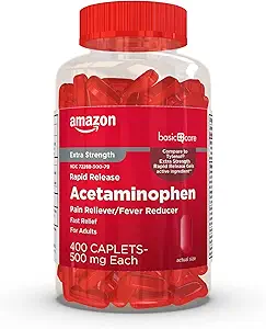 [BRSWGZQPOF6WE3TX]   Basic Care Rapid Release Acetaminophen Caplets 500 mg, Extra Strength Pain Reliever and Fever Reducer, 400 Count