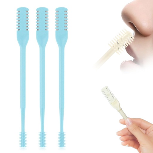 [BRSREFD5DIMBUADO] 2-in-1 Nasal Hair Cutter, 2025 New Double Sided Nose Hair Knife, Portable Nostril Hair Remover Tool, 360° Rotating Nose Hair Trimmer with Ear Picker for Women and Men (Blue, 3 PCS)