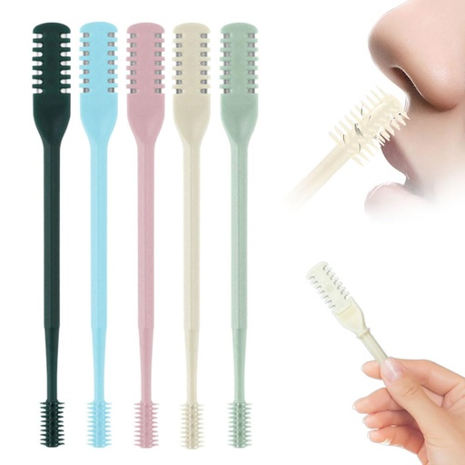 [BRSREAD5CUBRQHTK] 2-in-1 Nasal Hair Cutter, New Double Sided Nose Hair Knife for Men Women, 360° Rotating Nose Hairs Trimmer, Portable Manual Nostril Hair Remover Travel Essentials (5 PCS)