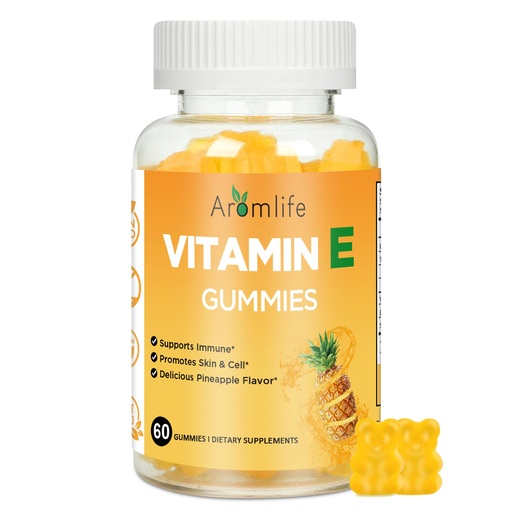 [BRSREFQYC4FWMGT5] Aromlife Vitamin E 400 IU Gummies for Immune, 268mg Per Serving Vitamin E Gummies for Women and Men Skin Glow & Cell Wellness, 60 Count Pineapple Flavor Sugar-Free Gluten-Free