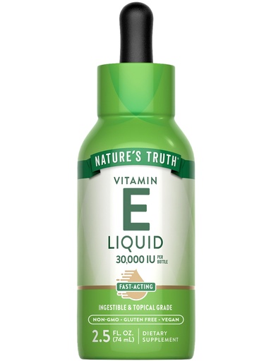 [BRSRABQYPIPAEFDH] Nature's Truth Vitamin E Oil Supplement | 30,000 IU | 2.5 fl oz | Ingestible & Topical Grade for Skin | Vegan, Non-GMO & Gluten Free