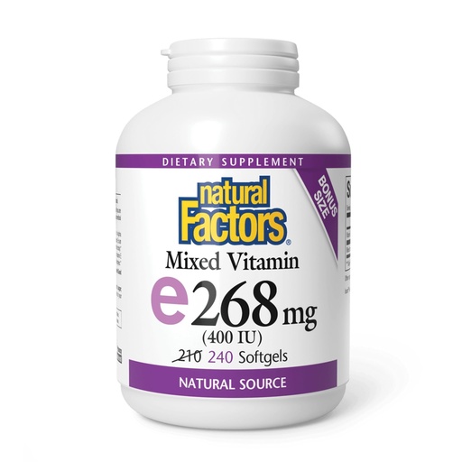 [BRSWIYTQBYOBWFT4] Natural Factors, Mixed Vitamin E 400 IU, Antioxidant Support for Cardiovascular and General Health, 240 softgels (240 servings)
