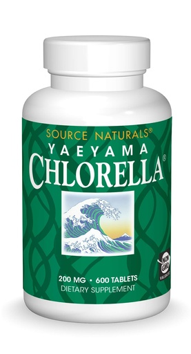 [BRSWIFYFAIBROCT4] Source Naturals Yaeyama Chlorella Green Superfood, Plant-Based B12* - 200 mg, 600 Tablets