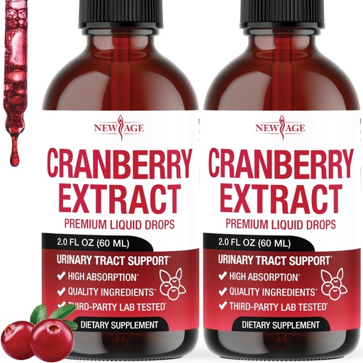 [BRSRGZIZBMMROHIV] NEW AGE Cranberry Concentrate Liquid Drops – Cranberry Drops (Vaccinium macrocarpon) Extract – Urinary Tract & Bladder Support, Antioxidant Protection – Vegan, Alcohol-Free, Sugar-Free – 4 fl oz