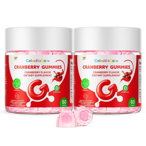 [BRSREGIPC57A4DIU] Cranberry Gummies with Probiotics & D-Mannose for Women & Men – Bladder & Urinary Tract Health, Digestive & Immune Support, Sugar Free, Vegan, Non-GMO, 120 Count